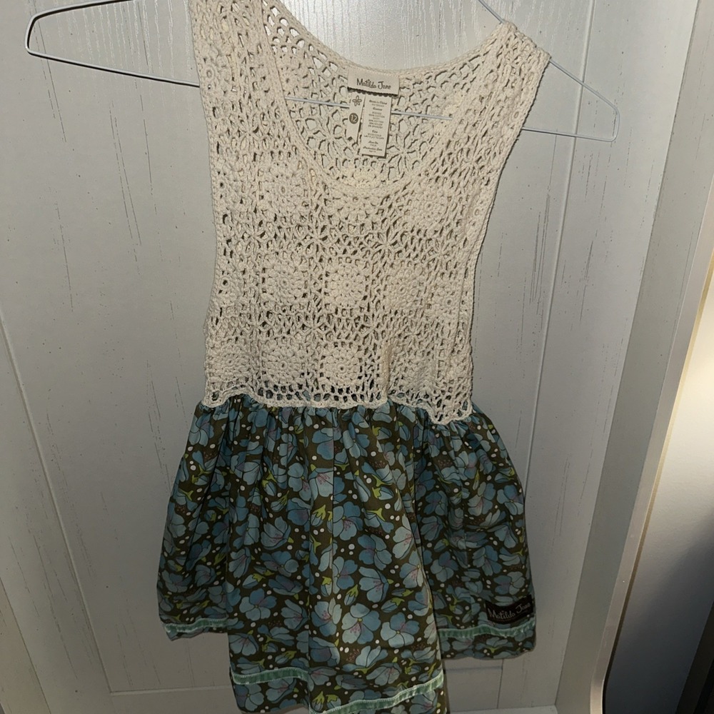 MATILDA JANE Girls Secret Fields Crochet Top Blue Orchids Skirted Dress Size 12
